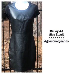 Bailey44 Faux Leather Front Cloth Back Black Dress